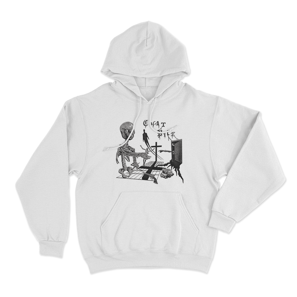 Chat Pile Ivory Crosses Unisex Hoodie White Chat Pile Ivory Crosses Unisex Hoodie White